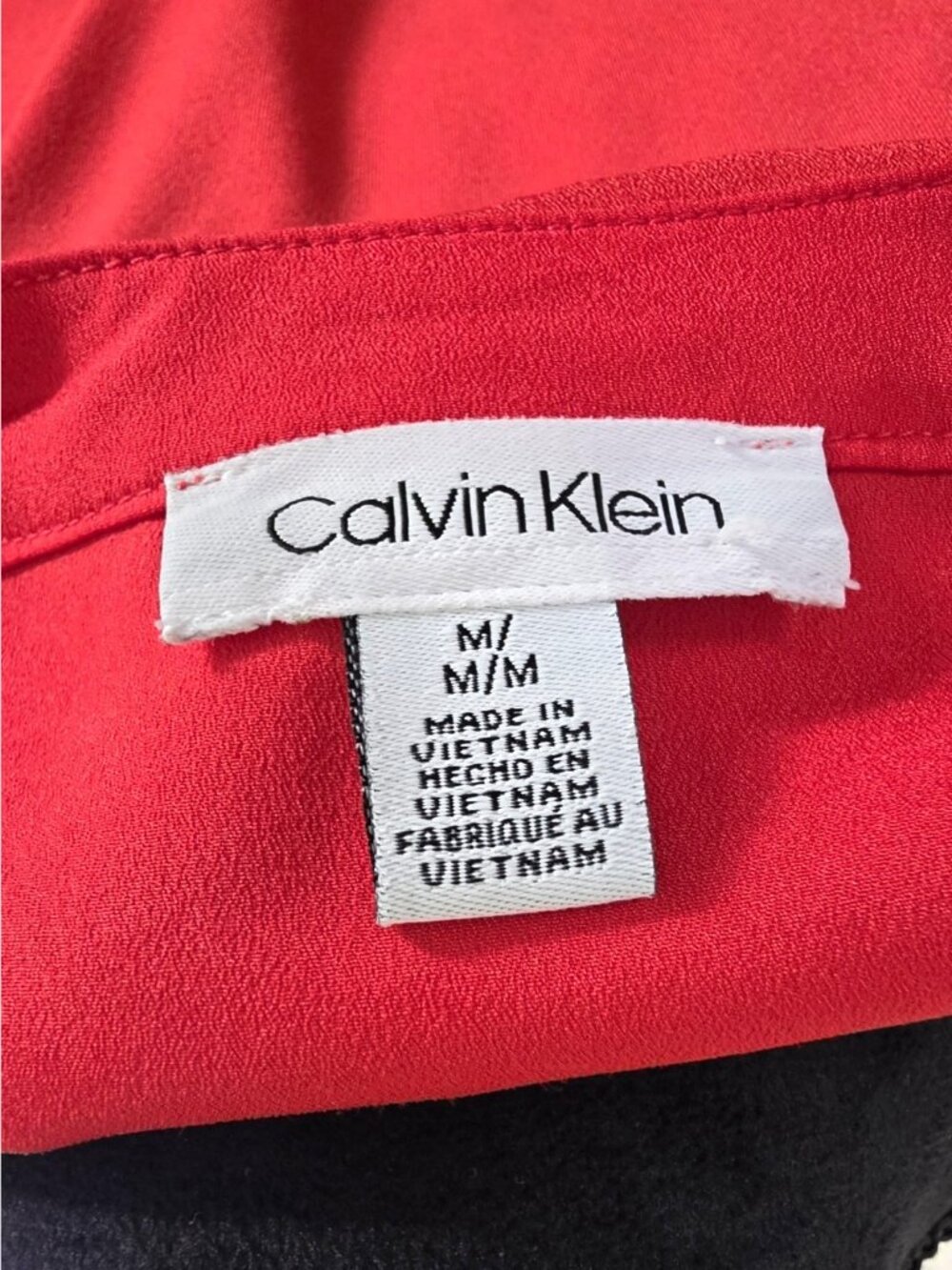 Calvin Klein Women'sOrange/Red Solid Split Neck Short Sleeve Blouse Size M - Picture 3 of 8